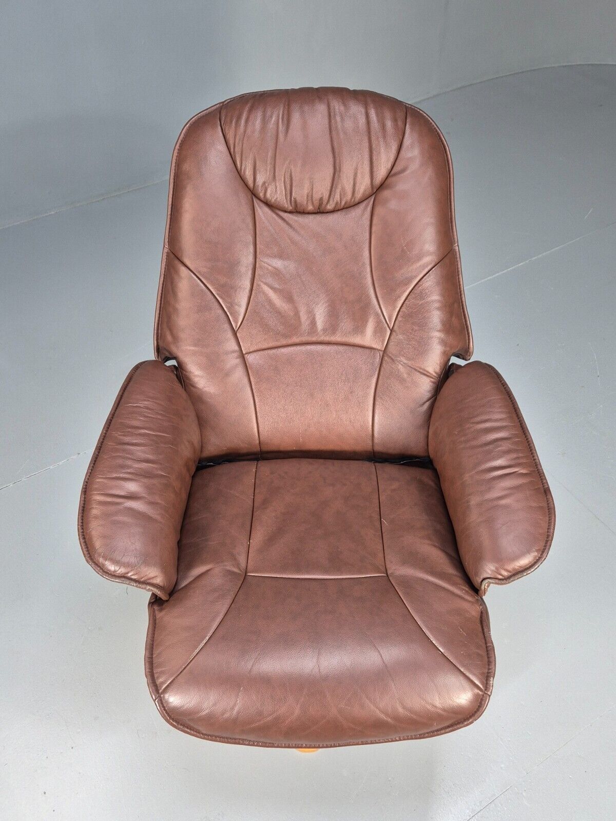 Vintage Danish Swivel Chair Recliner Knudsen Style Brown Leather EB8787 MSWI - UKDK FURNITURE