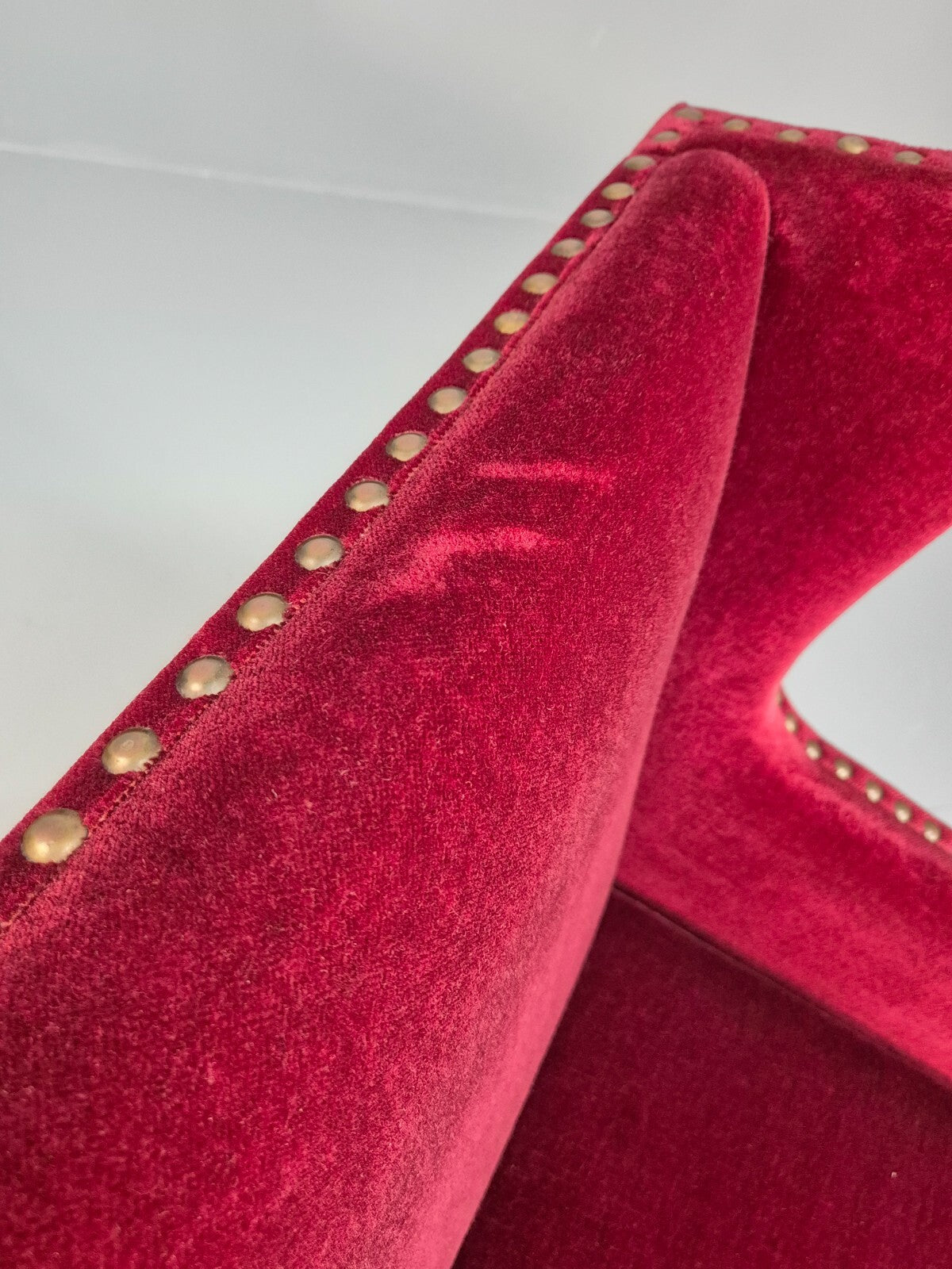 Vintage Danish Wingback Lounge Chair Red Velour Tassels 1940s Retro EB9614 VCLO - UKDK FURNITURE