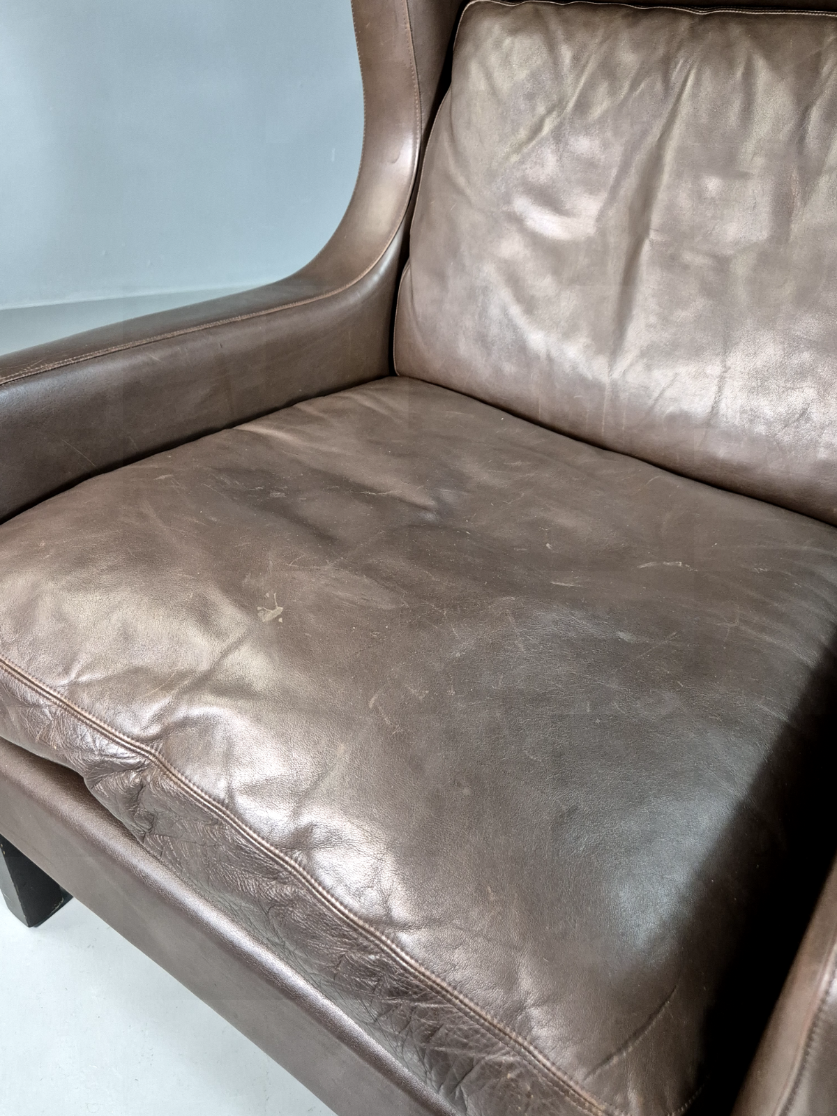 Vintage Danish Wingback Lounge Chair Brown Leather Mogensen Retro EB7211 MNOR - UKDK FURNITURE