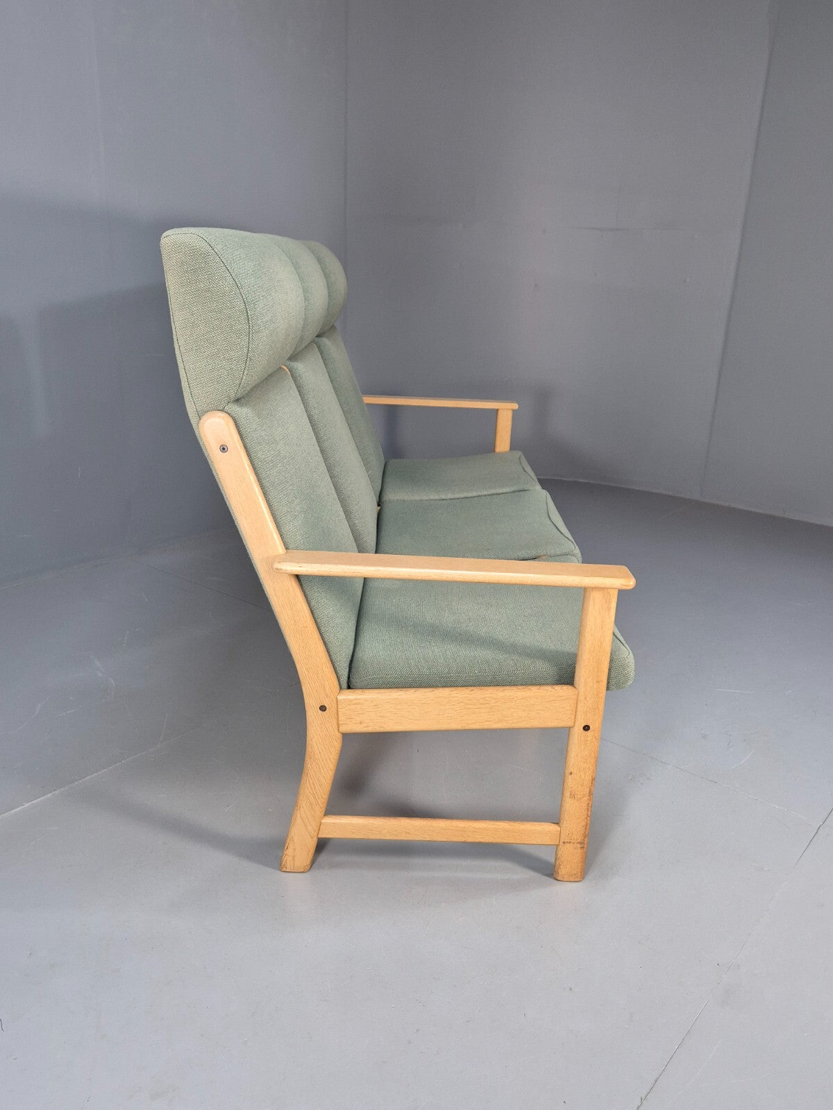 Green Wool and Oak Vintage Danish Sofa 1970s Modern Design Retro EB9263 M3SS - UKDK FURNITURE