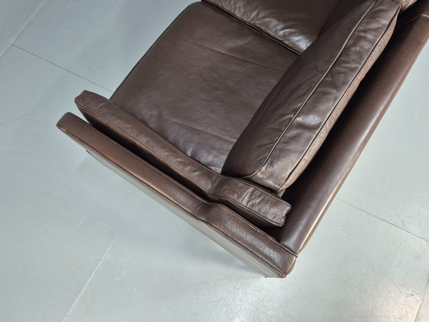 Midcentury Two Seater Sofa Brown Leather Vintage Danish 1970s Retro EB10101 M2SS18