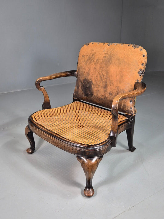 Vintage Lounge Chair Beech Frame Bergere Seat Antique Early 20th EB7640 VCLO - UKDK FURNITURE