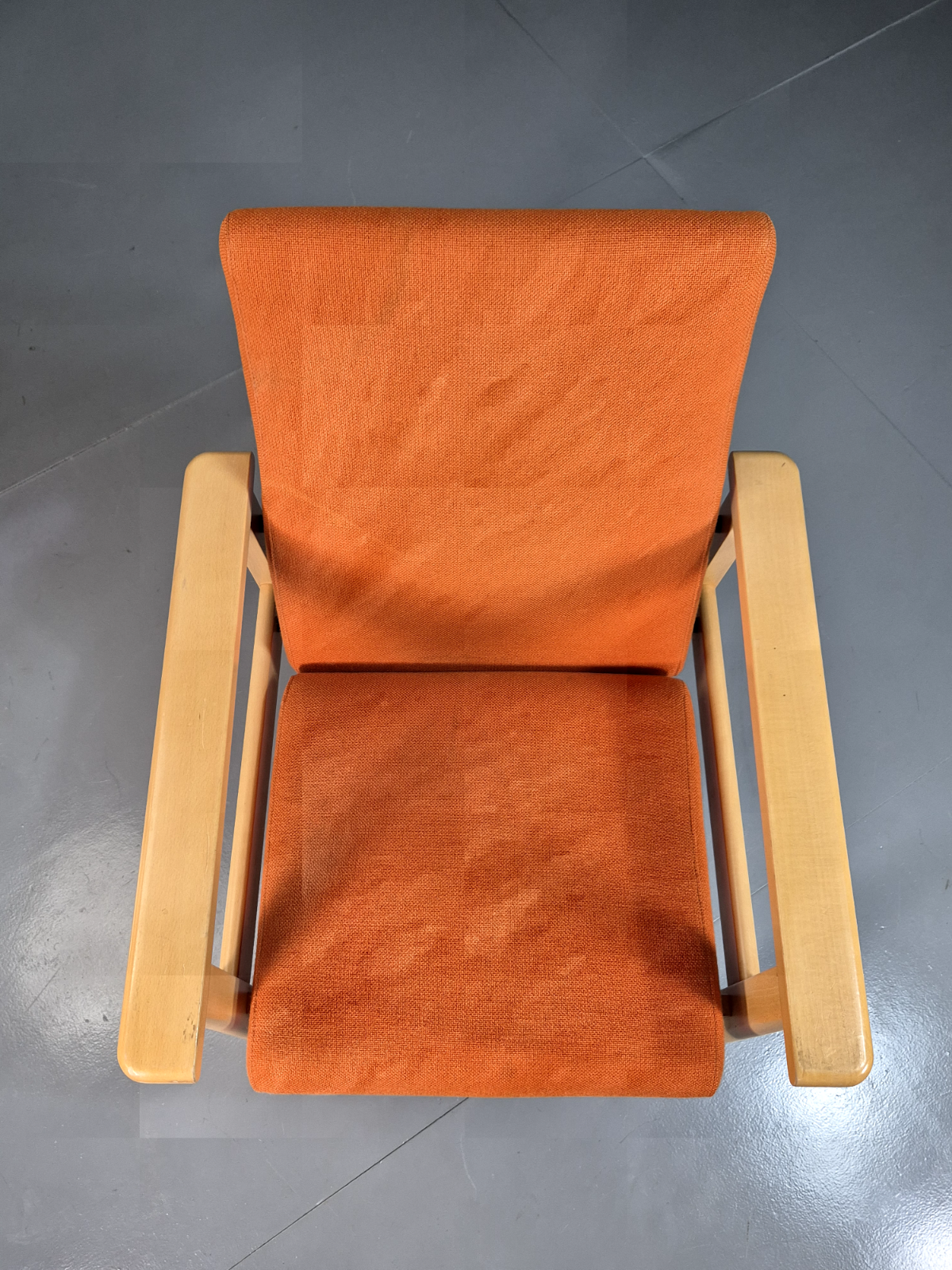 Vintage Danish Elbow Chair Orange Wool Beech Frame 1980s Retro EB7197 MNOR - UKDK FURNITURE