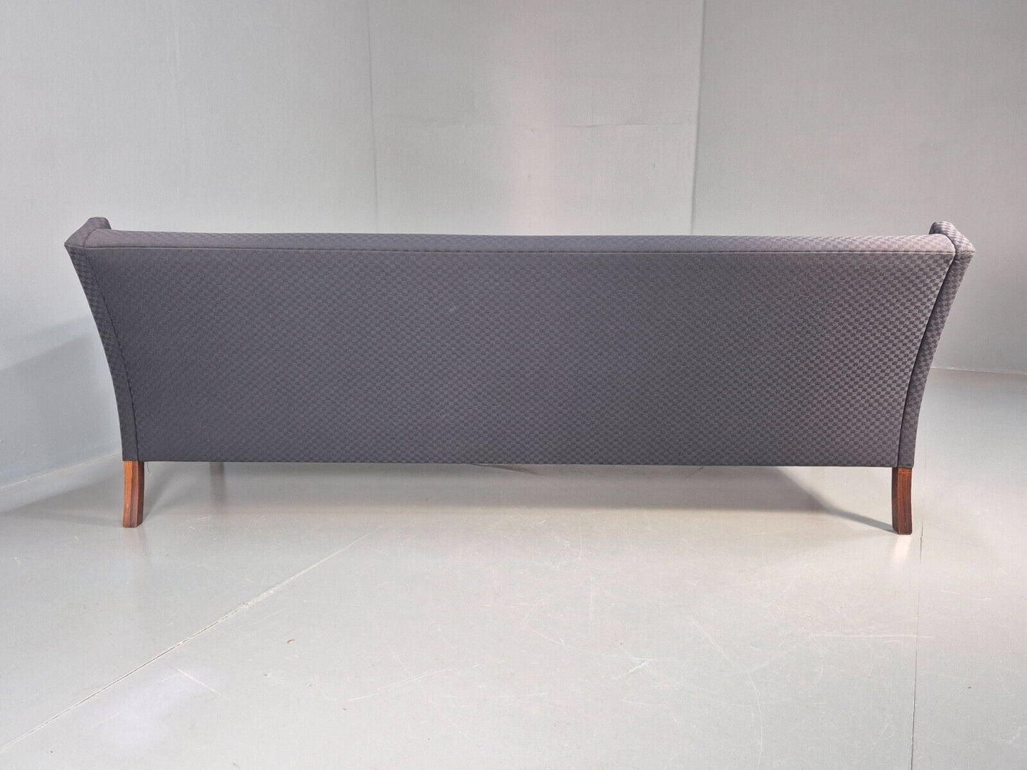 Vintage Danish 3 Seat Sofa Blue Check Cotton Mogensen MCM 1960s EB8589 M3SS - UKDK FURNITURE