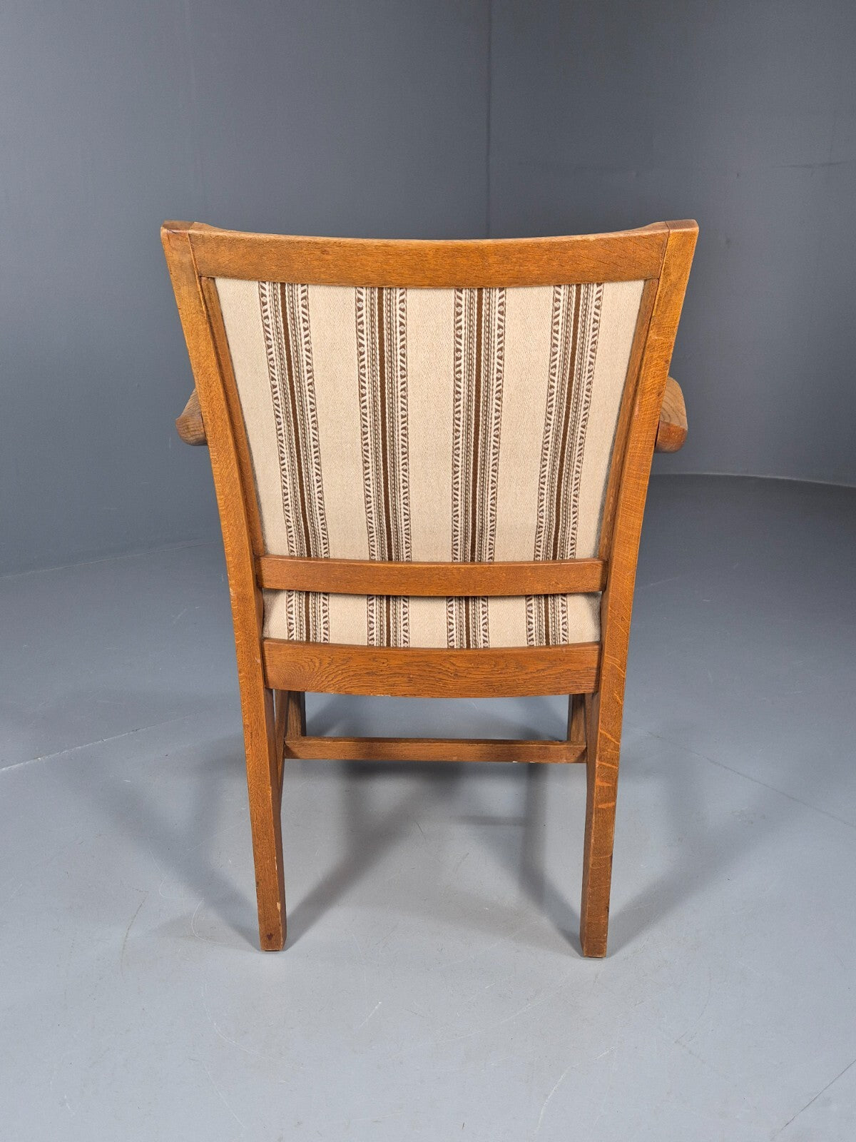 Art Deco Oak Elbow Chair 1930s Vintage Danish Design Striped Brown EB9661 VCLO - UKDK FURNITURE
