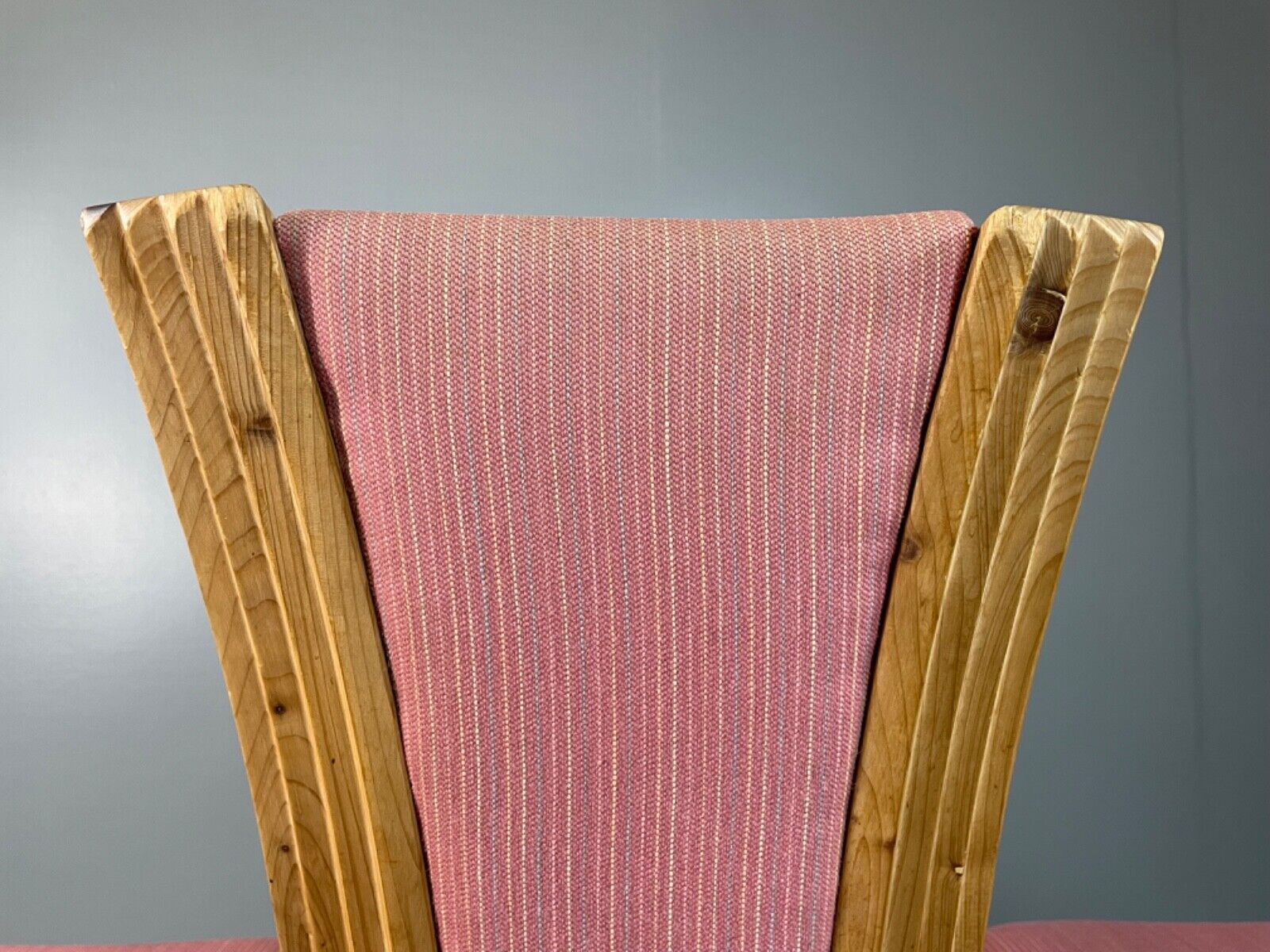 3 Danish 1980s Pine & Pink Fabric Dining Chairs Retro Post Modern EB4798 MDIN - UKDK FURNITURE
