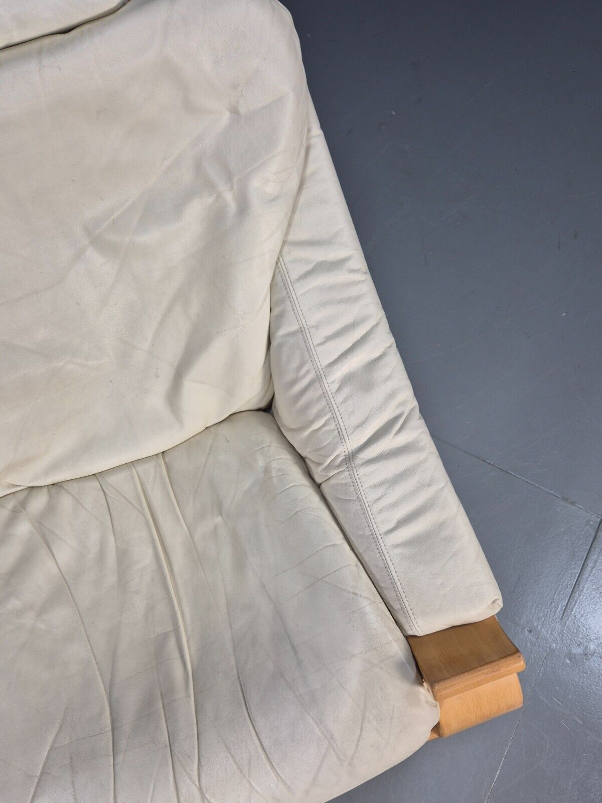 Vintage Swedish Lounge Chair Cream Leather Bentwood Krokken 1970s EB8750 MBEN - UKDK FURNITURE