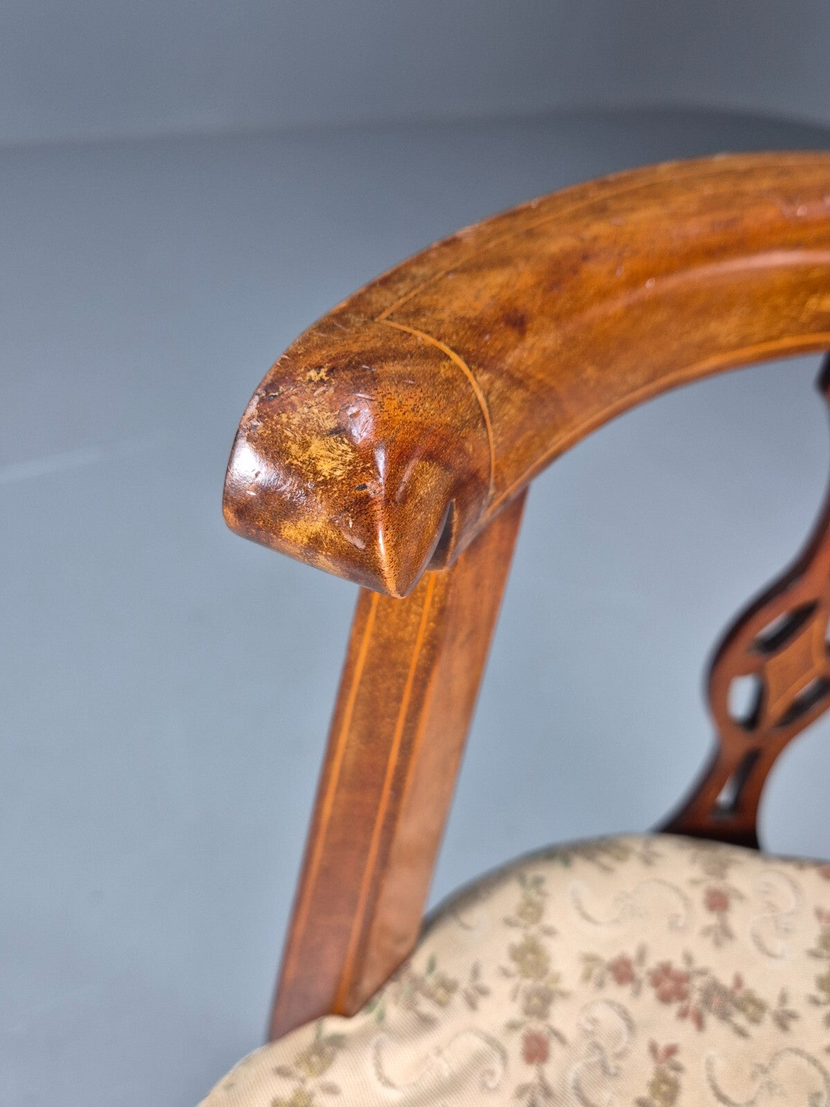 Antique Walnut Tub Chair Edwardian Sheraton Revival 1900s EB9476 VCLO - UKDK FURNITURE
