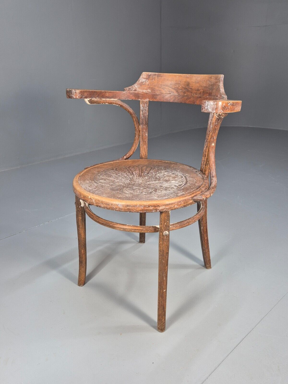 Vintage Bentwood Elbow Chair Bistro Thonet Style 1930s Antique EB8879 VDIN - UKDK FURNITURE