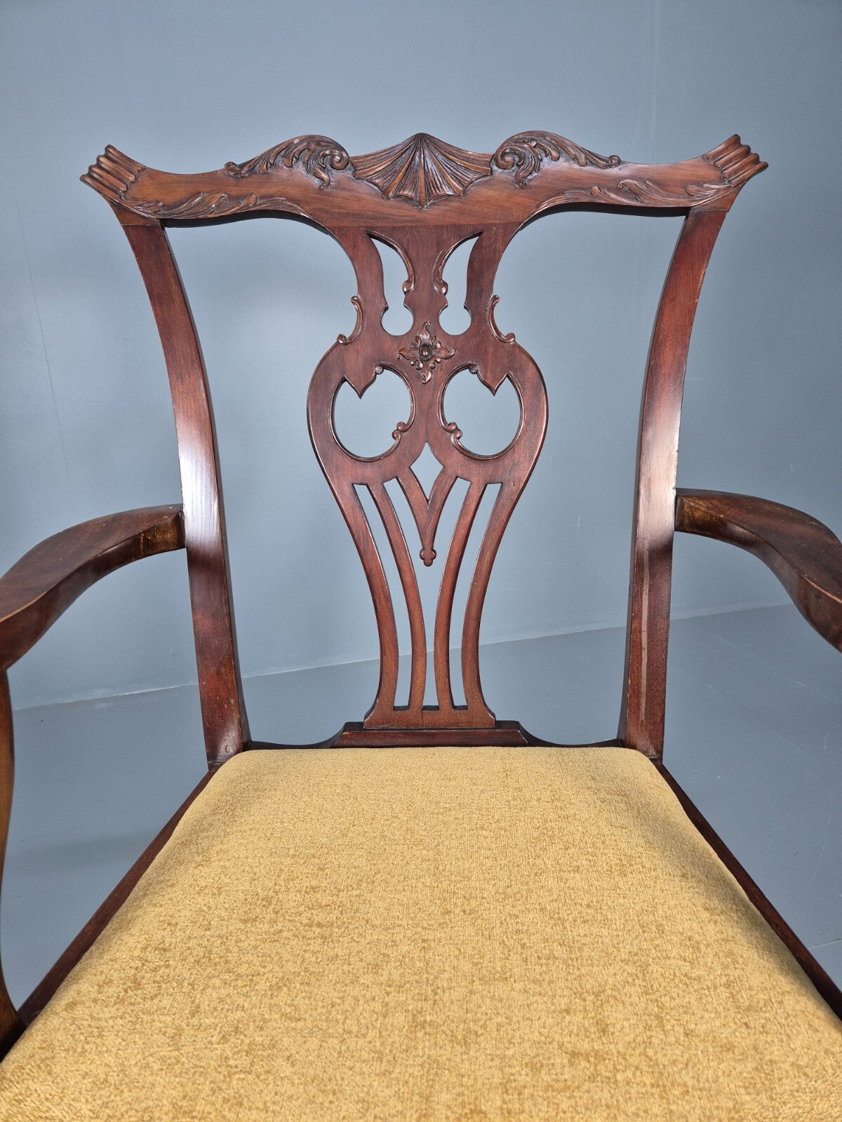 4 Antique Chippendale Revival Mahogany Dining Chairs 1900s EB9480 VDIN - UKDK FURNITURE