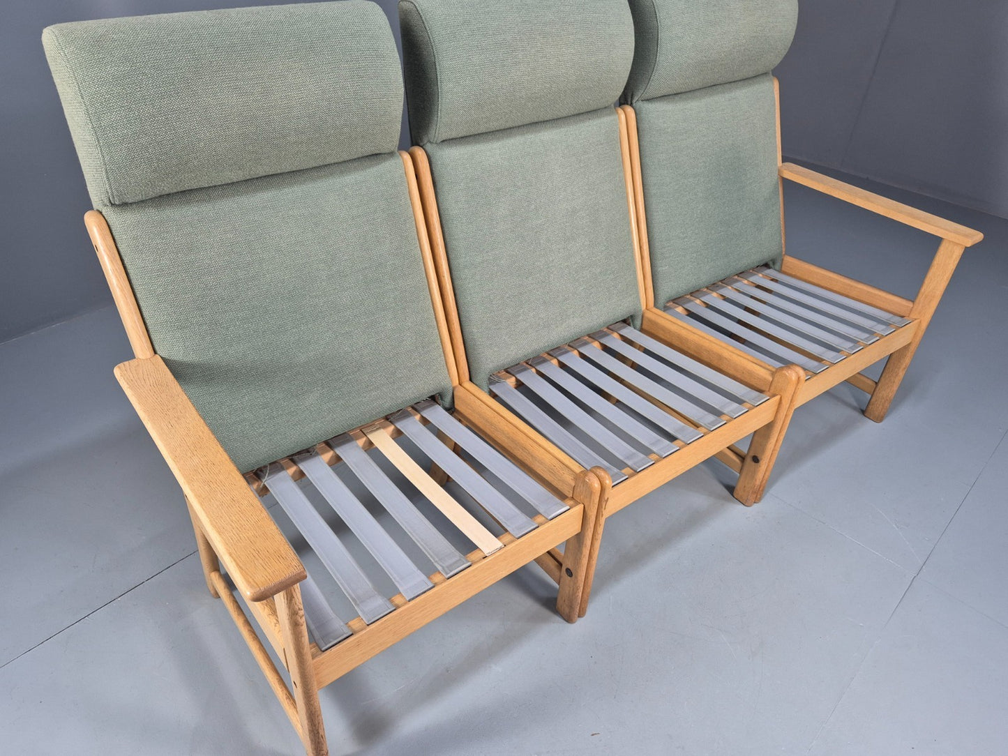 Green Wool and Oak Vintage Danish Sofa 1970s Modern Design Retro EB9263 M3SS - UKDK FURNITURE