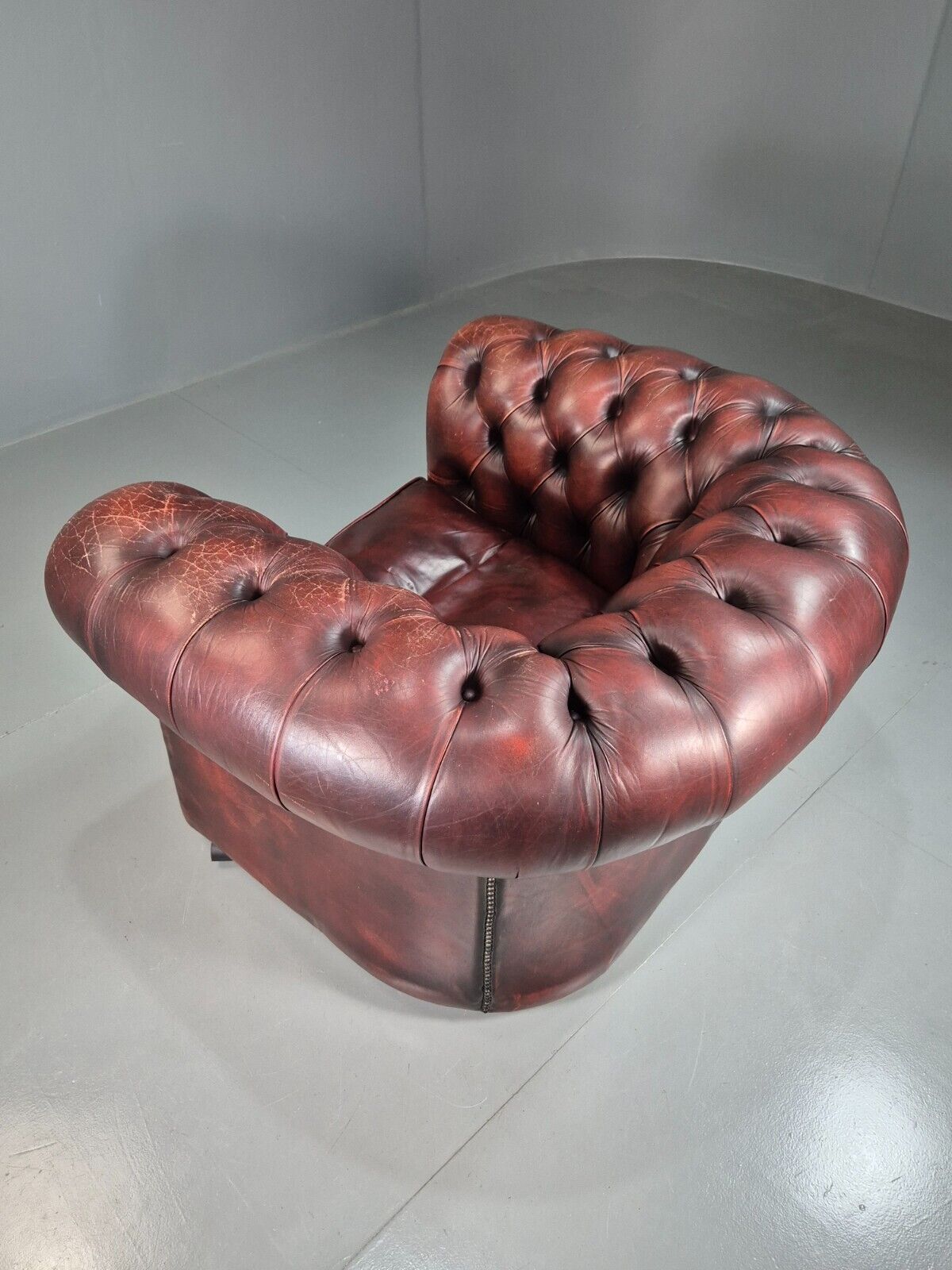 Vintage Chesterfield Chair Red Oxblood Leather 1970s Retro EB7431 VLEA - UKDK FURNITURE