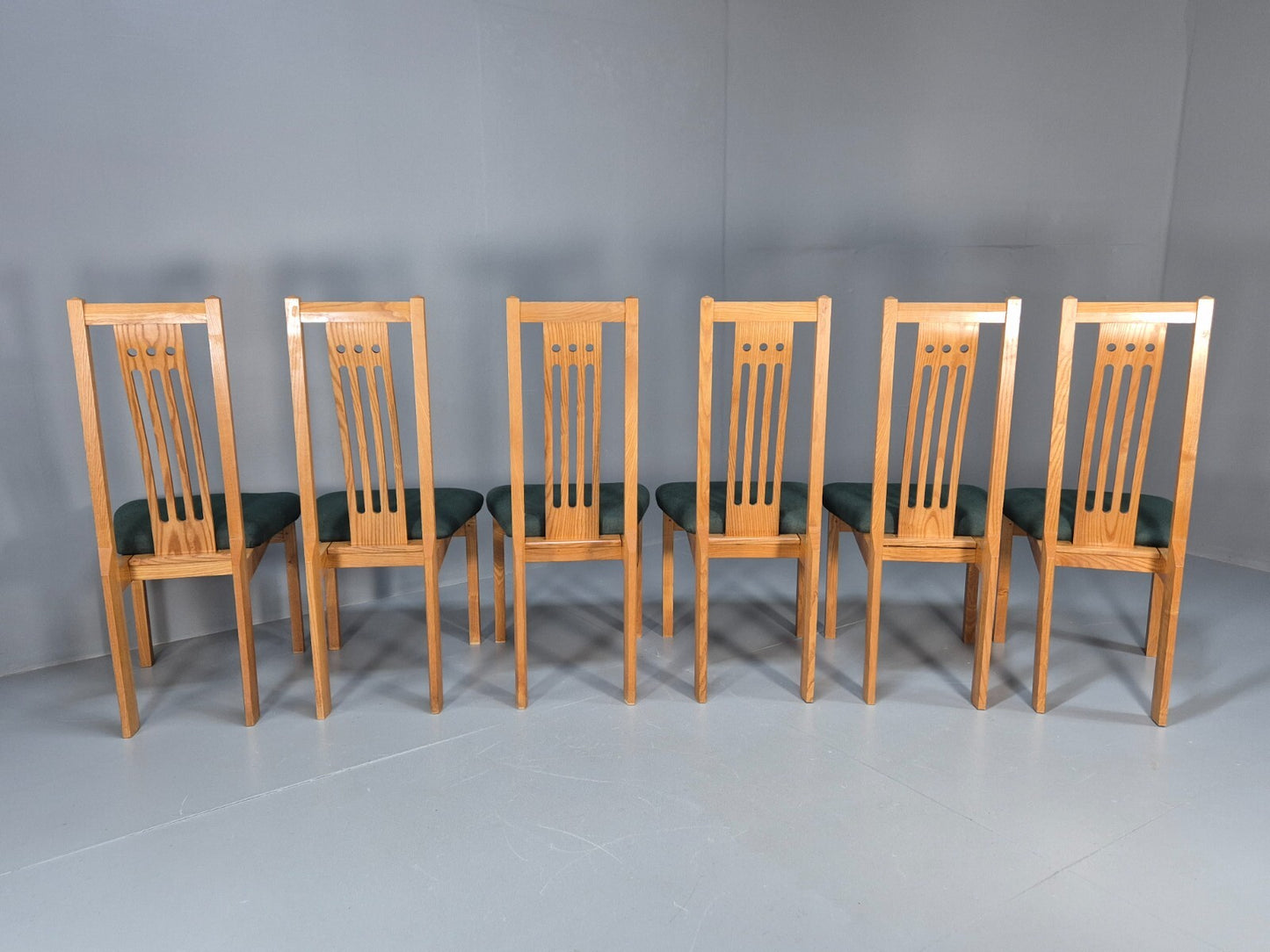 6 Vintage John Barnard Dining Chairs in Ash and Green Modern Design EB9676 MDIN - UKDK FURNITURE