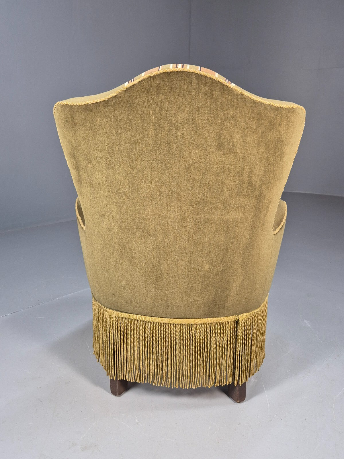 Vintage Danish Cocktail or Bedroom Chair Tassels and Stripes 1950s EB9604 VCLO - UKDK FURNITURE