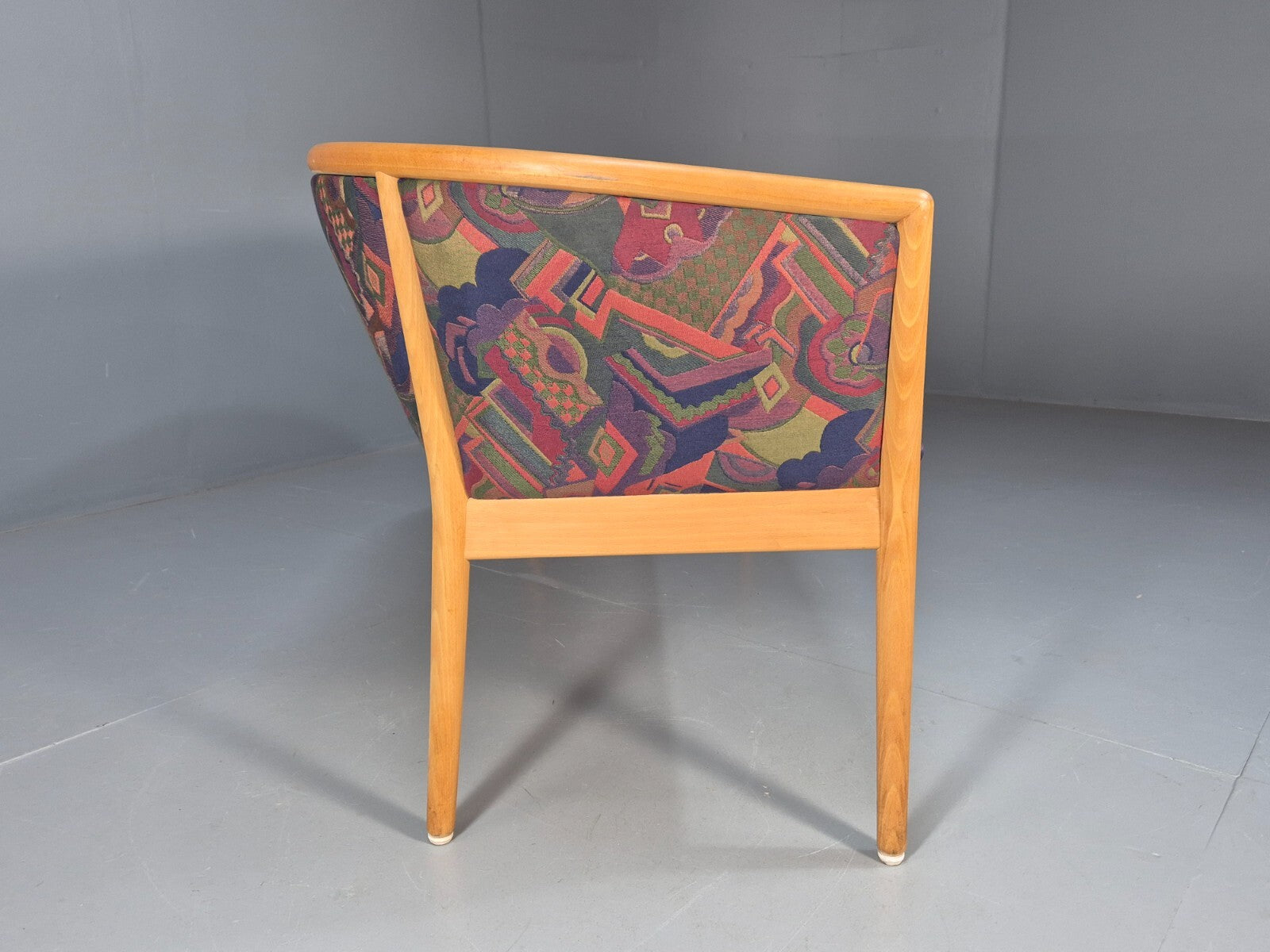 Vintage 2 Seater Sofa Curved Beech Frame Multicoloured 1980s Danish EB9290 M2SS - UKDK FURNITURE