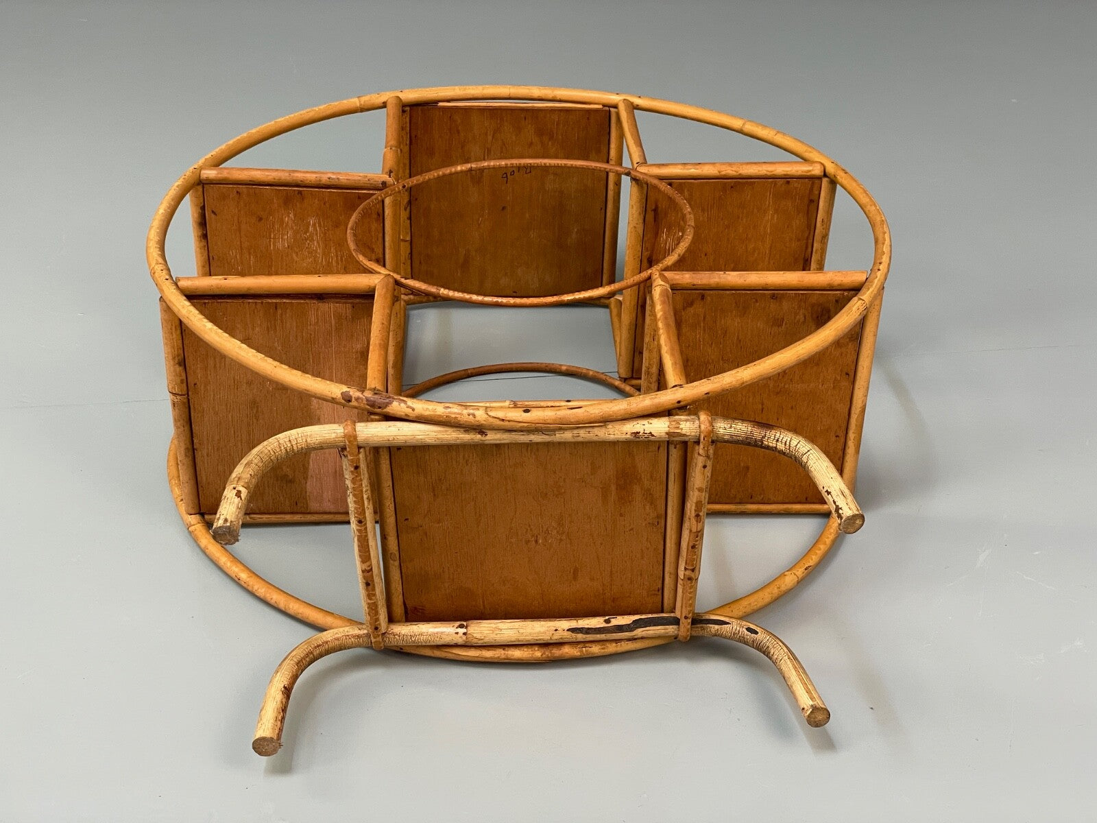 Antique Art Deco Bamboo And Wicker Circular Small Display Shelving EB9737 MWOO - UKDK FURNITURE