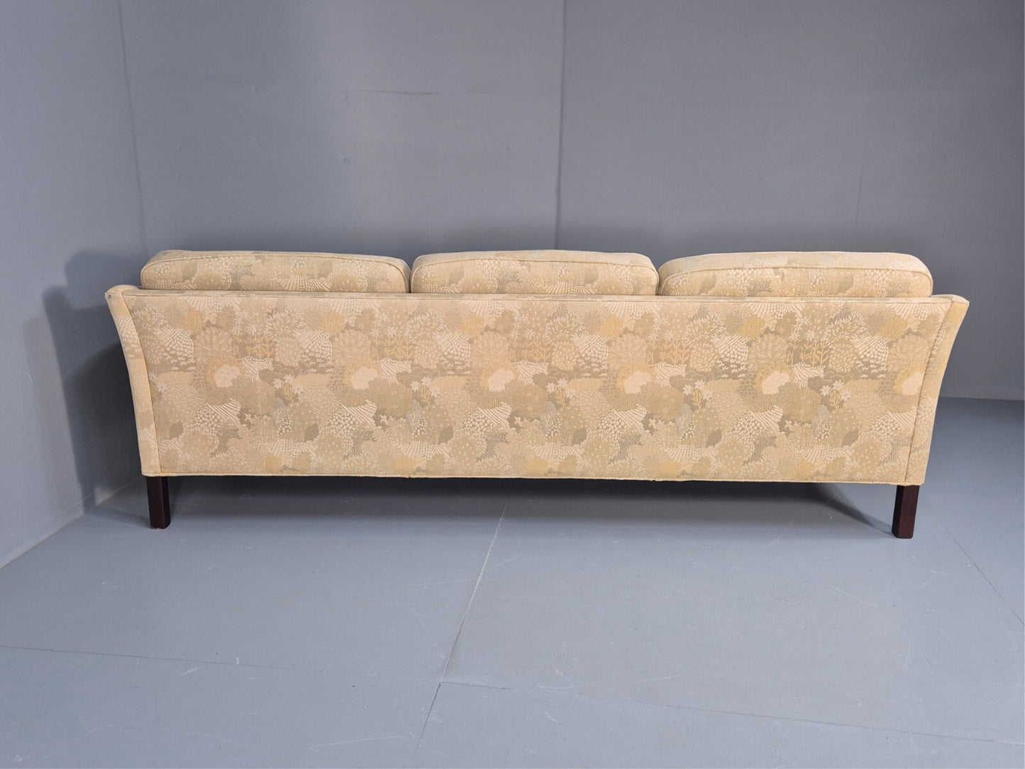 Vintage Danish 3 Seat Sofa Mid Century Shape Floral Cream Cotton 70s EB9579 M3SS - UKDK FURNITURE