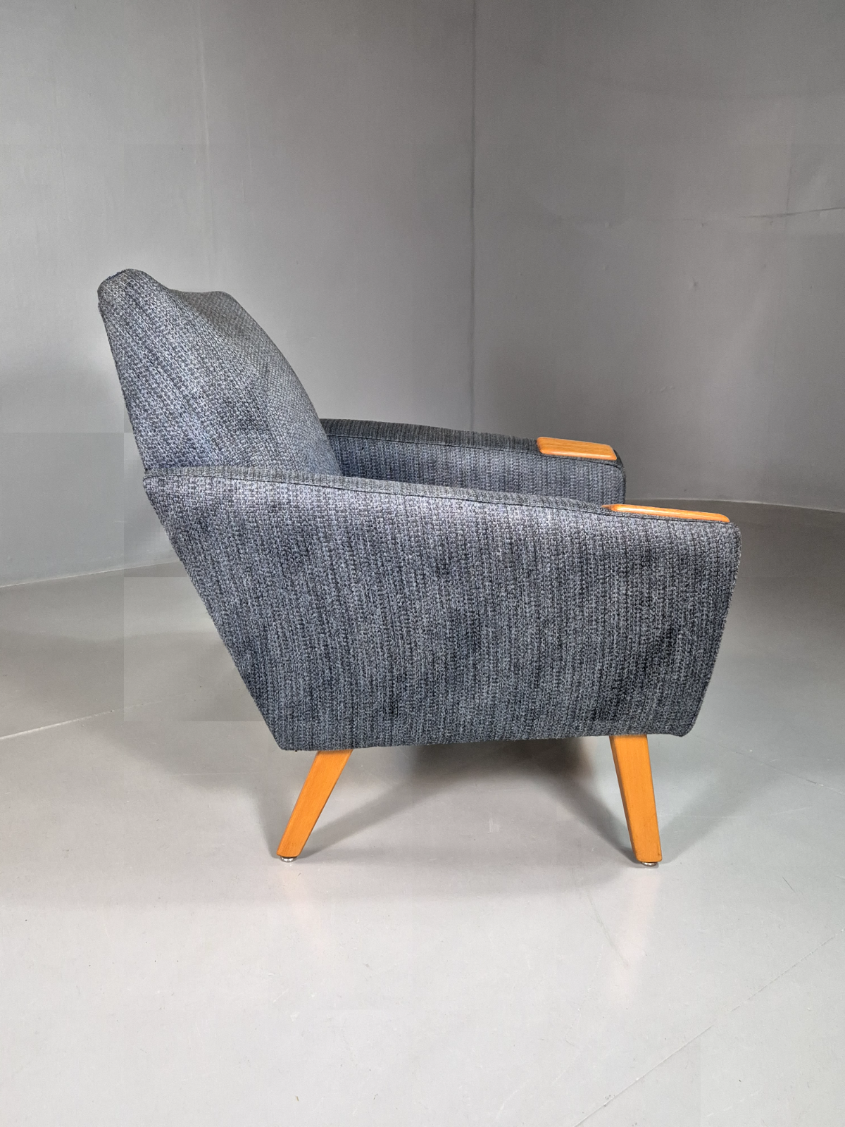 Vintage Swedish Lounge Chair Blue Wool Teak Paws 1960s Retro MCM EB7510 MNOR - UKDK FURNITURE