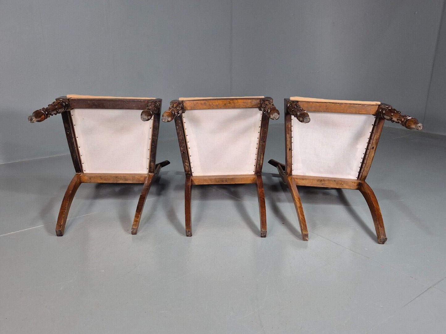 3 Vintage Dining Chairs Mahogany Frame Victorian Antique EB7814 VDIN - UKDK FURNITURE