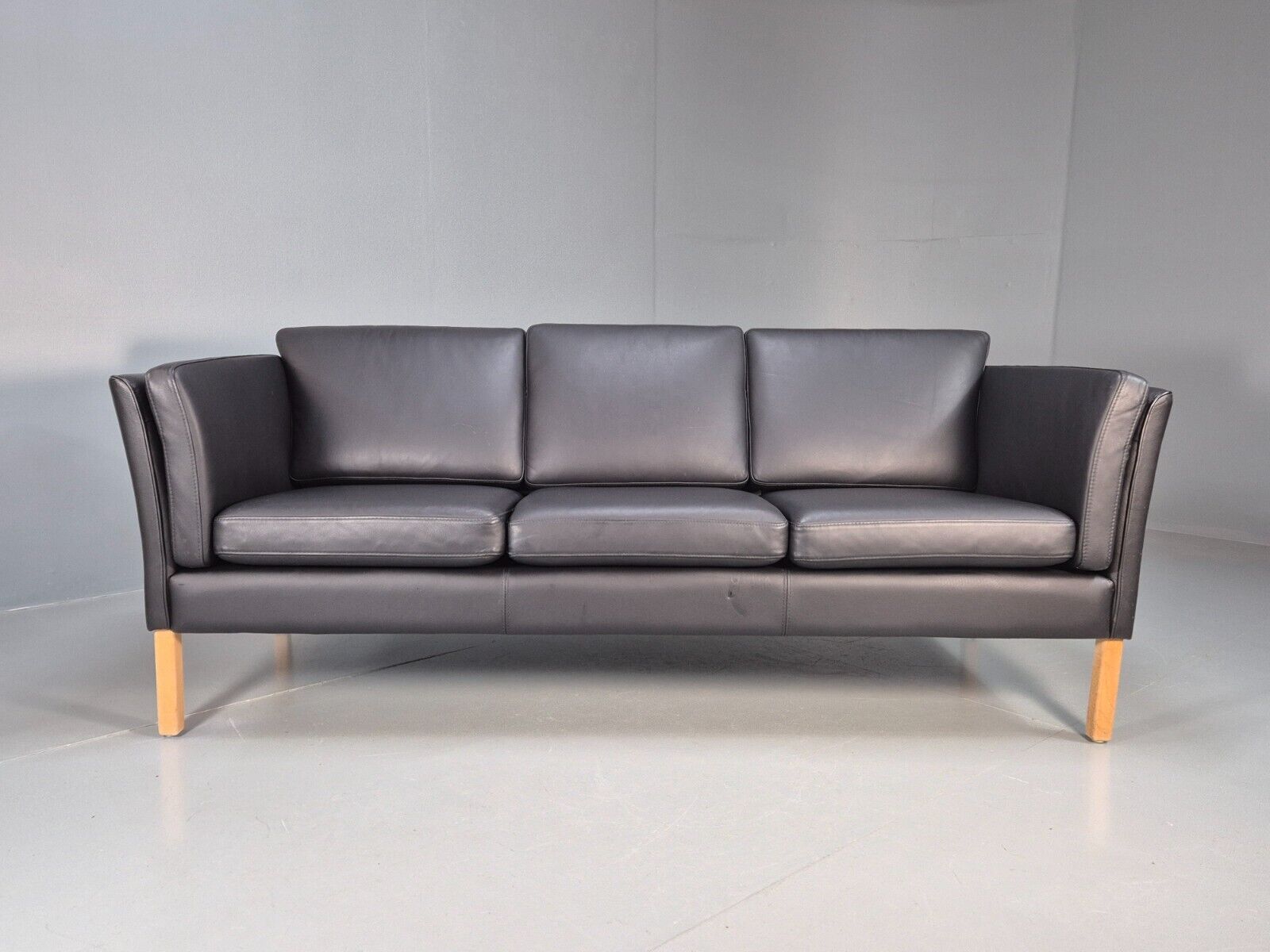 Vintage Danish 3 Seat Sofa Black Leather MId Century Retro 1980s EB8625 M3SS - UKDK FURNITURE