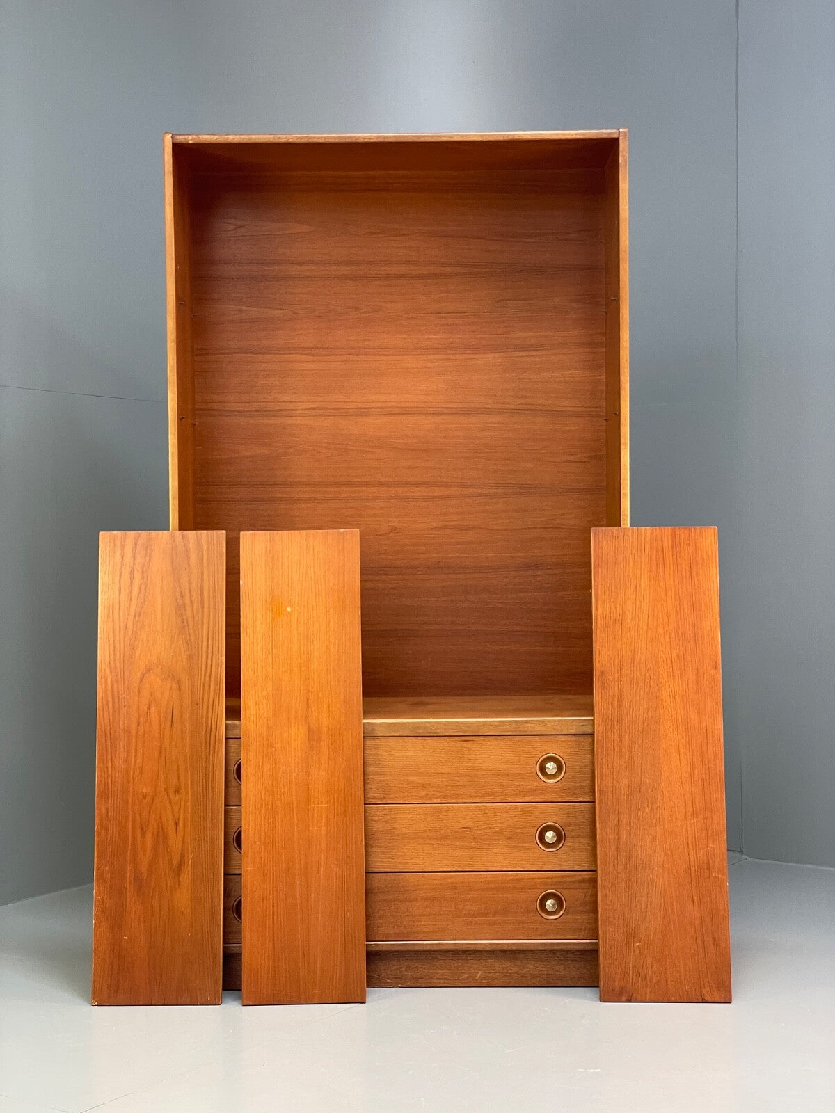 Vintage Teak Wall Unit With Drawers And Shelving 1960s Retro Design EB9739 MWOO - UKDK FURNITURE