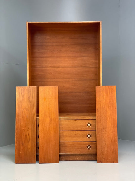 Vintage Teak Wall Unit With Drawers And Shelving 1960s Retro Design EB9739 MWOO - UKDK FURNITURE