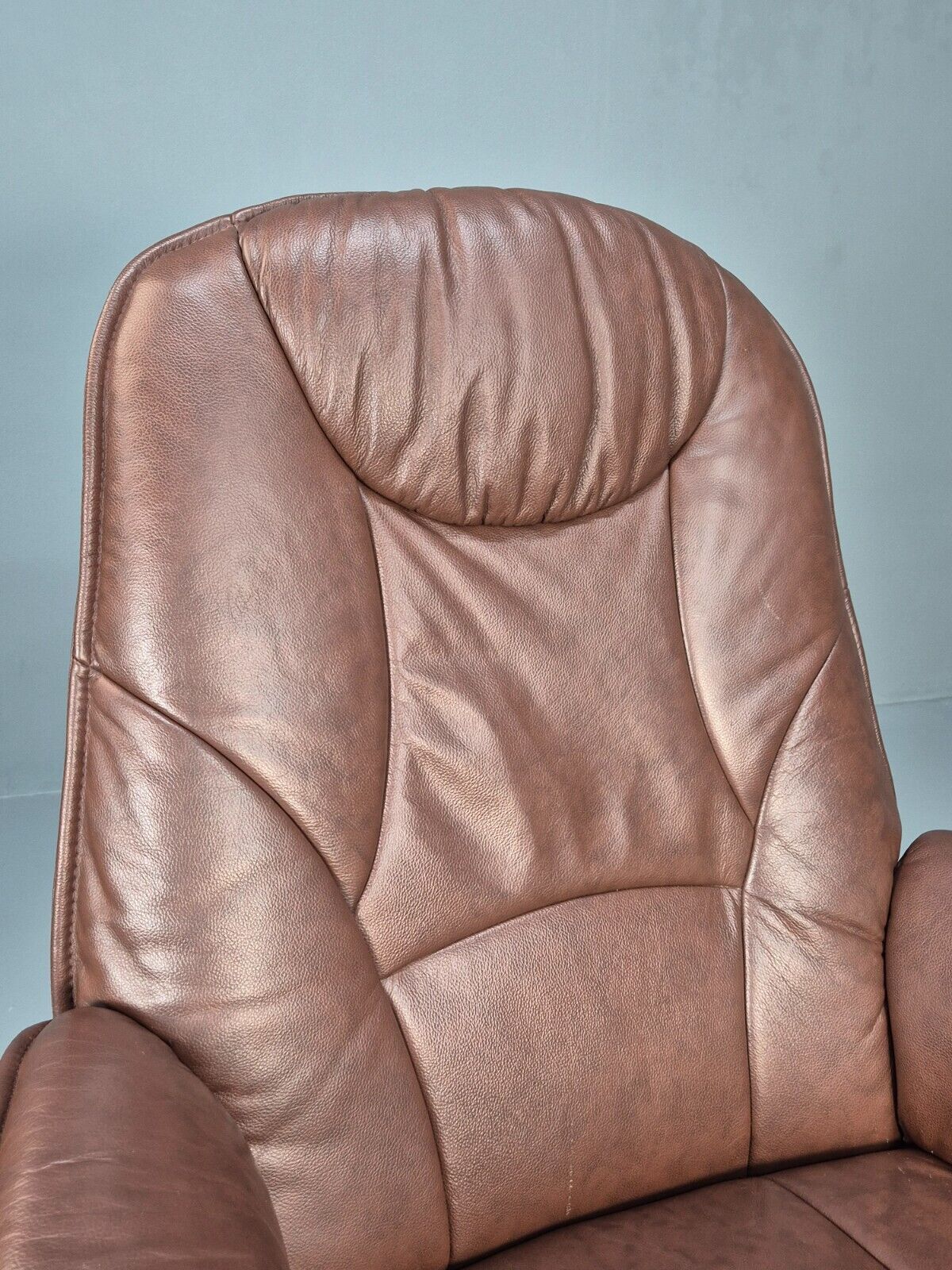 Vintage Danish Swivel Chair Recliner Knudsen Style Brown Leather EB8787 MSWI - UKDK FURNITURE