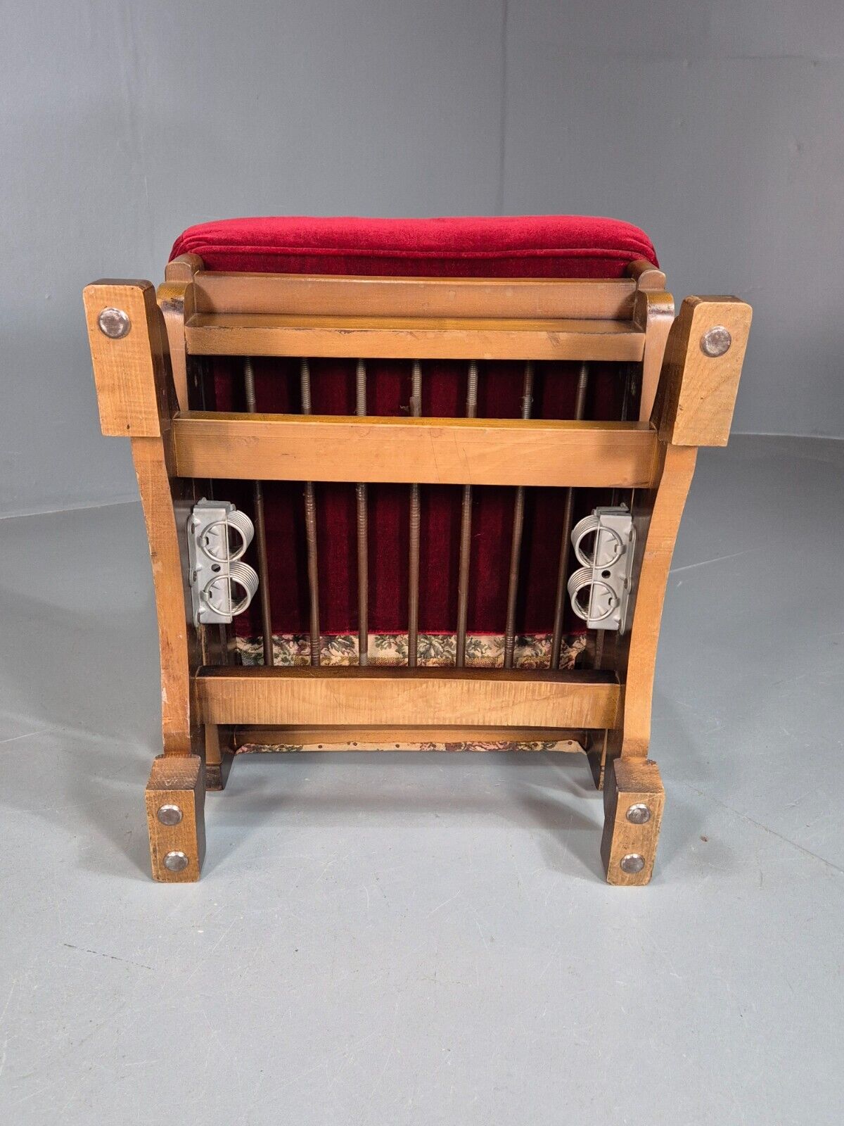 Vintage Wing Back Rocking Chair Floral Upholstery Beech Frame 1950s EB7936 MNOR - UKDK FURNITURE