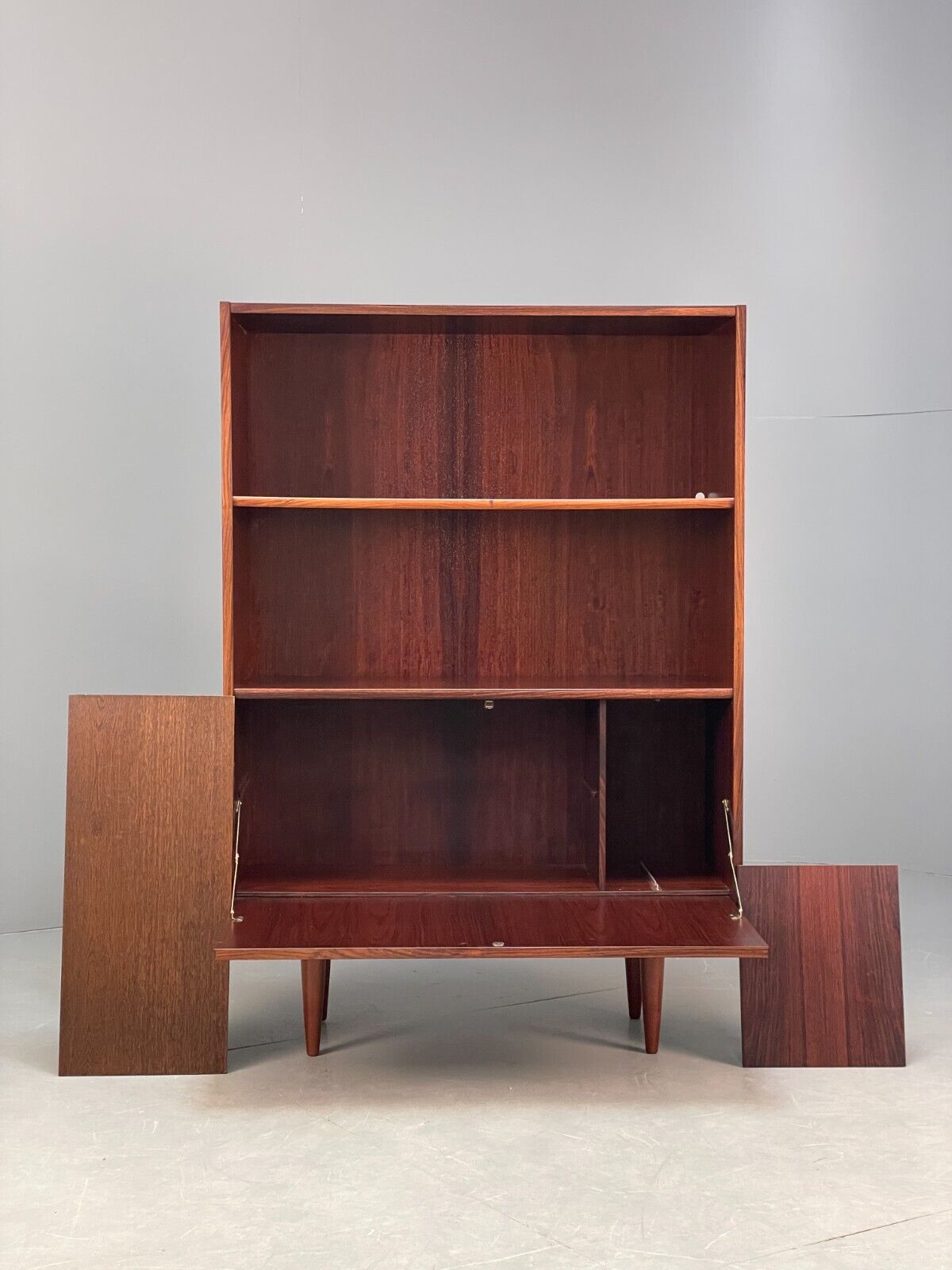 Vintage Danish Bookcase Shelving Unit With Drop Door Drinks Cabinet EB8815 MWOO - UKDK FURNITURE