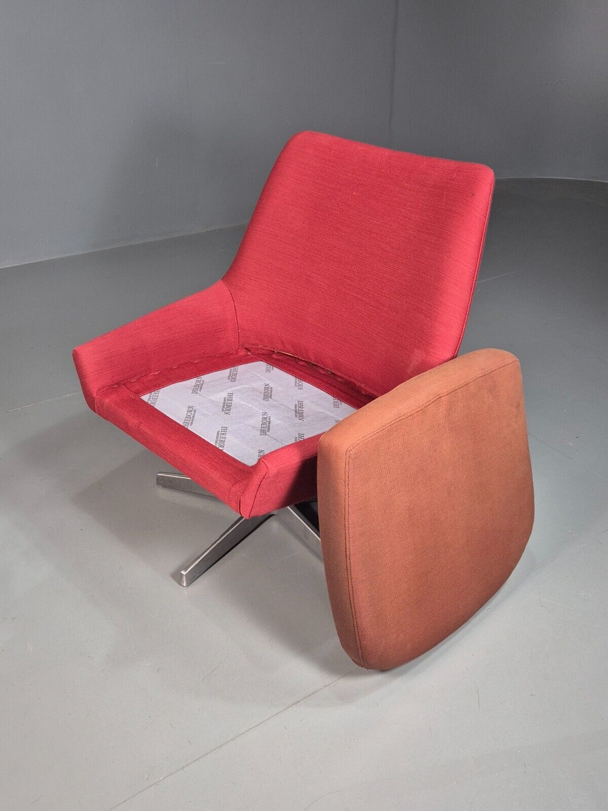 Vintage Swedish Swivel Chair Red Wool Ihreborn 1970s Retro EB7899 MSWI - UKDK FURNITURE