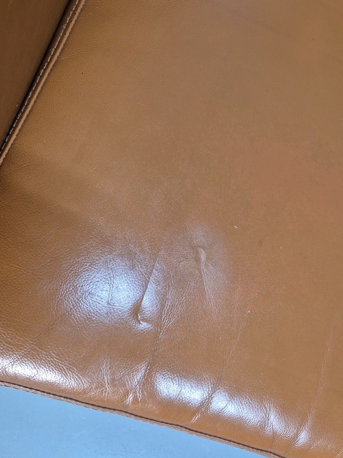 Vintage Tan Leather Two Seater Sofa Danish 1970s Retro Mid Century EB10100 M2SS12