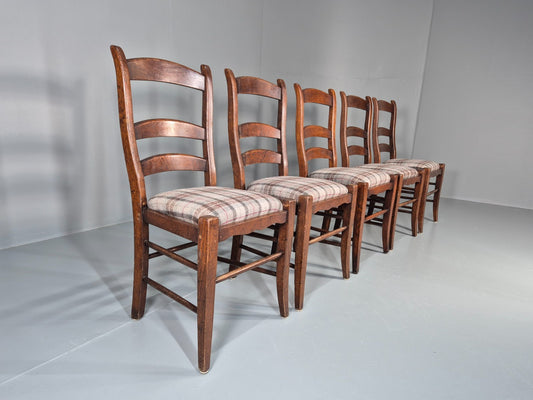 5 Hardwood Dining Chairs Modern Shaker Style Tartan Seats EB11173 VDIN1