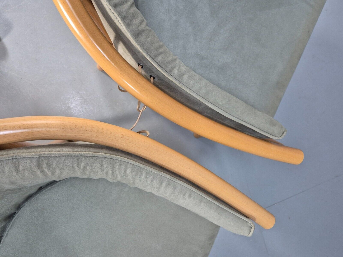 2 Vintage Danish Lounge Chairs Light Green Faux Suede Tub Frame MCM EB8511 MNOR - UKDK FURNITURE