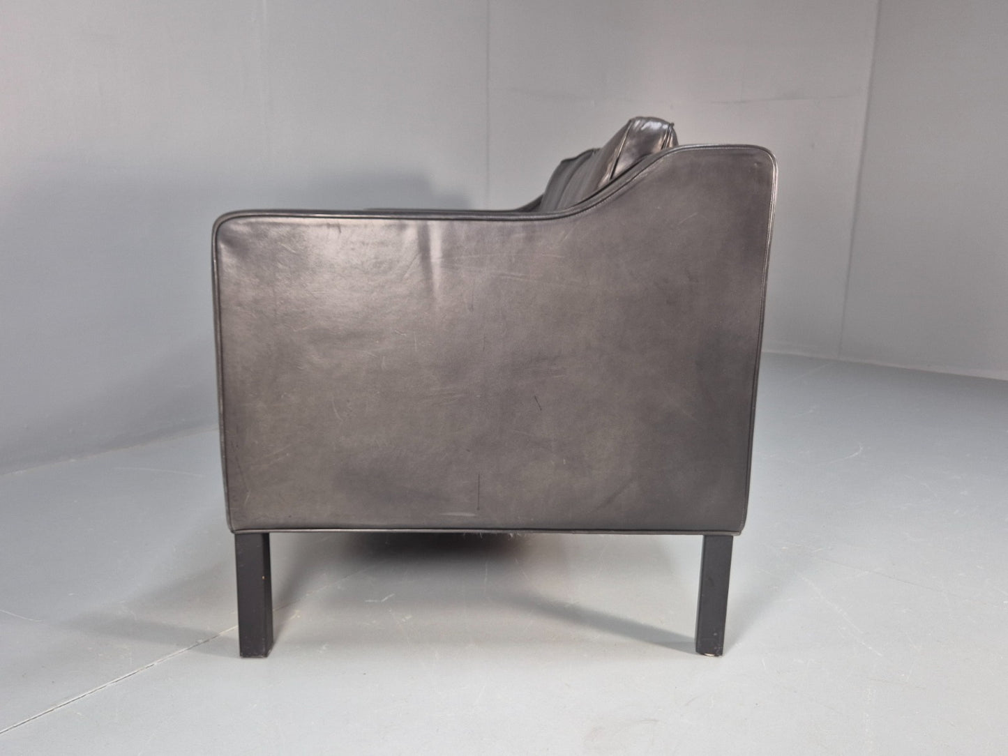 Vintage Stouby Eva Two Seater Sofa Black Leather Mogensen 1980 EB10111 M2SS18