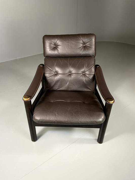 Vintage Danish Lounge Chair Brown Leather Jeki Gehl Retro MCM EB6082 MNOR1