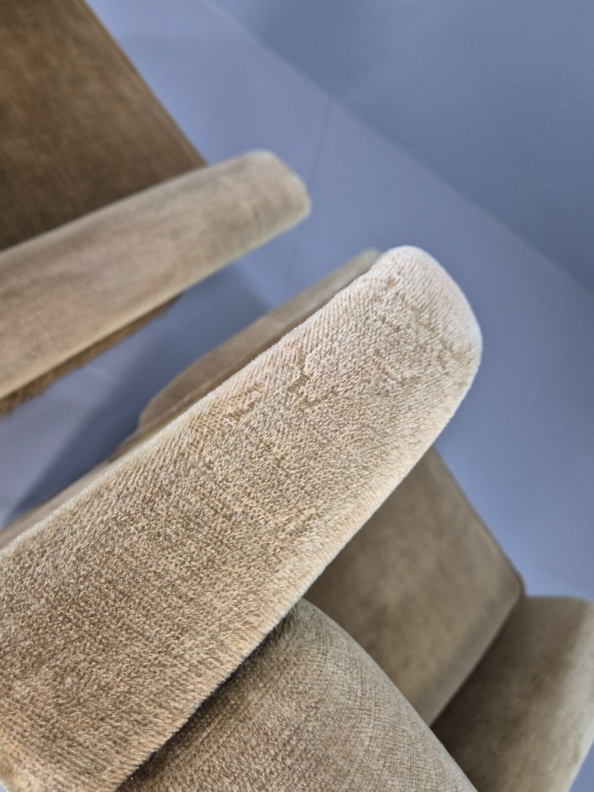 2 High and Low Back Danish Midcentury Chairs Green Velour Tassels EB8968 MNOR - UKDK FURNITURE
