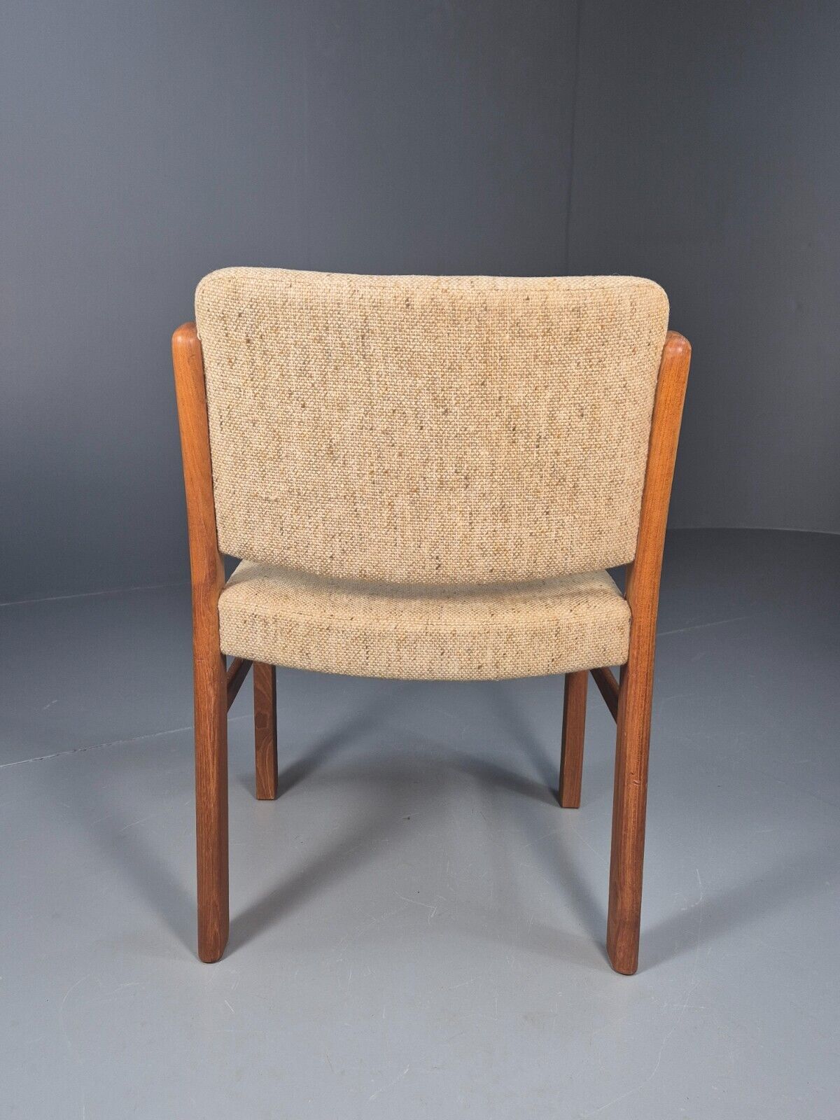 Vintage Danish Elbow Chair Beige Wool Teak Retro MCM 1970s EB9156 MDIN - UKDK FURNITURE