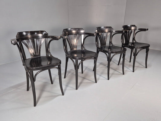 4 Vintage Bistro Chairs Black Thonet Style Czech Built Retro EB8859 VDIN - UKDK FURNITURE