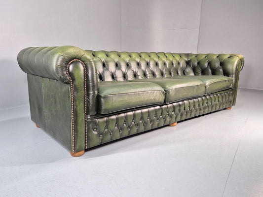 Three Seater Green Leather Chesterfield Quality Version Retro EB11023 VCHE1