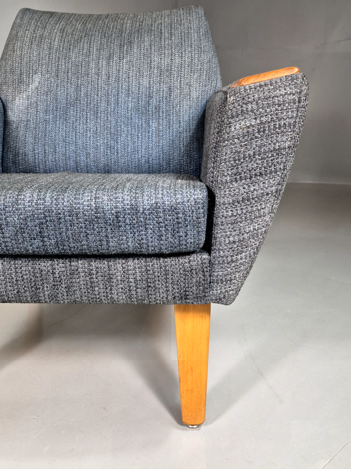 Vintage Swedish Lounge Chair Blue Wool Teak Paws 1960s Retro MCM EB7510 MNOR - UKDK FURNITURE