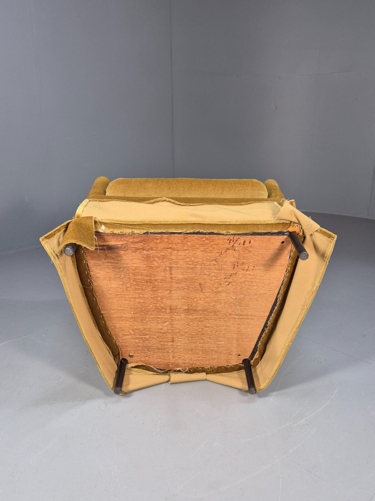 Vintage Danish Gold Velour Tub Chair Deco Stylings Skirted 1980s EB9007 VCLO - UKDK FURNITURE