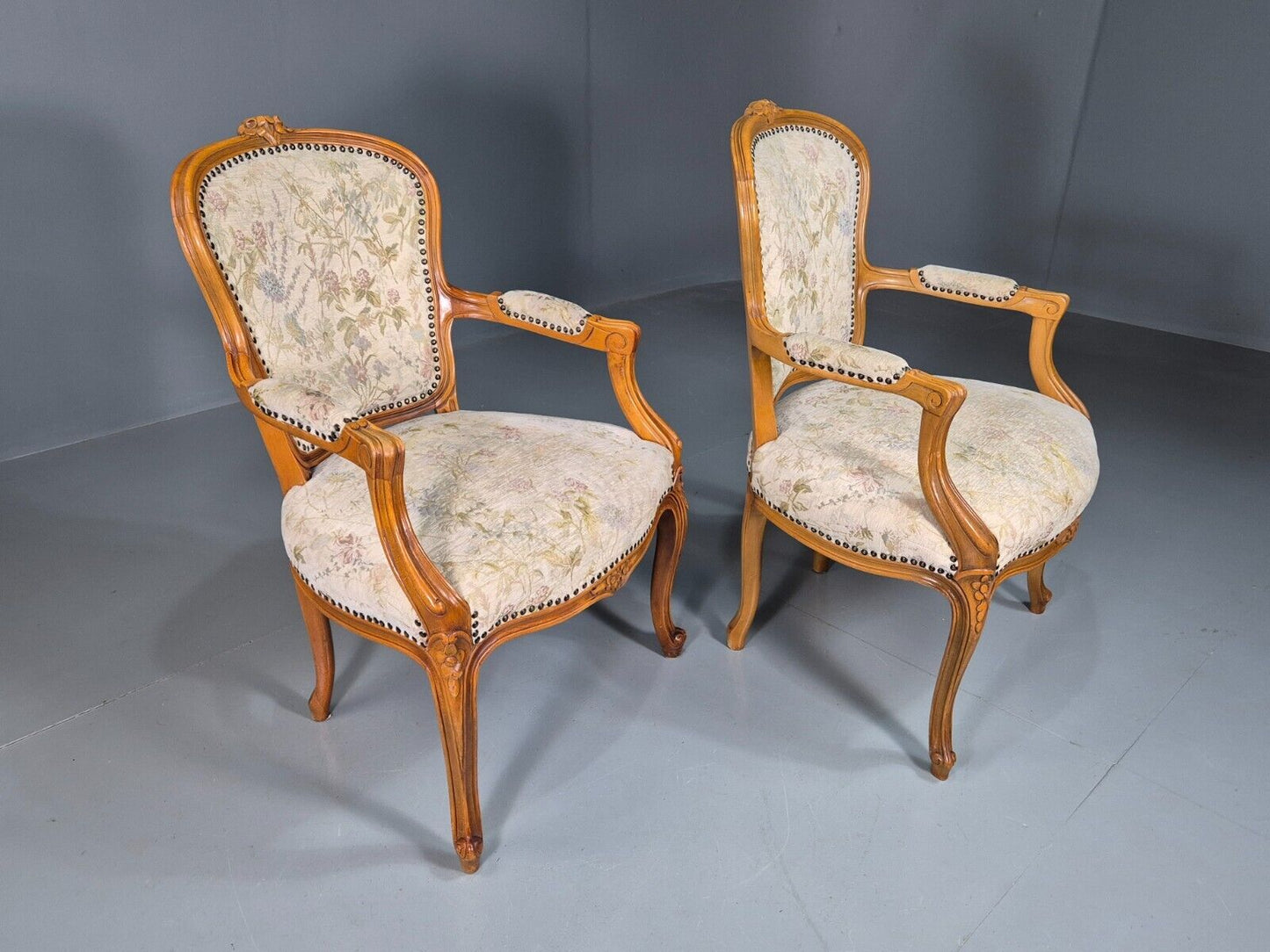 2 Vintage Danish Fauteuil Lounge Chairs Louis XVI Style 1970s Built EB7606 VCLO - UKDK FURNITURE