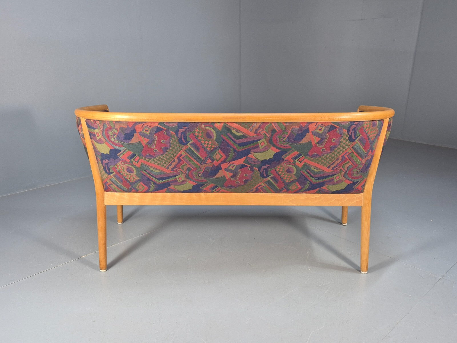 Vintage 2 Seater Sofa Curved Beech Frame Multicoloured 1980s Danish EB9290 M2SS - UKDK FURNITURE