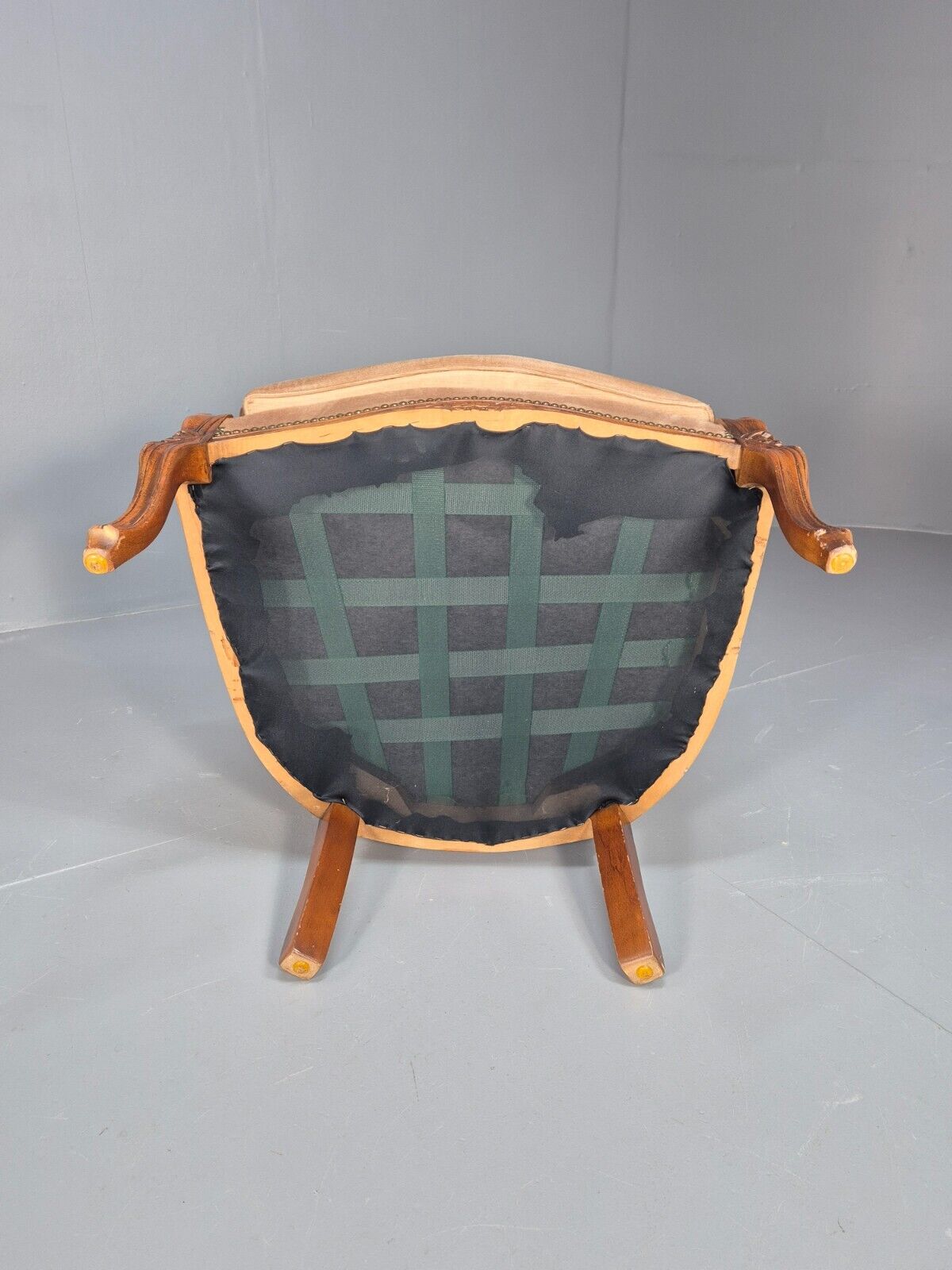 Vintage Danish Lounge Chair Beige Velour Beech Antique French Style EB8926 VCLO - UKDK FURNITURE