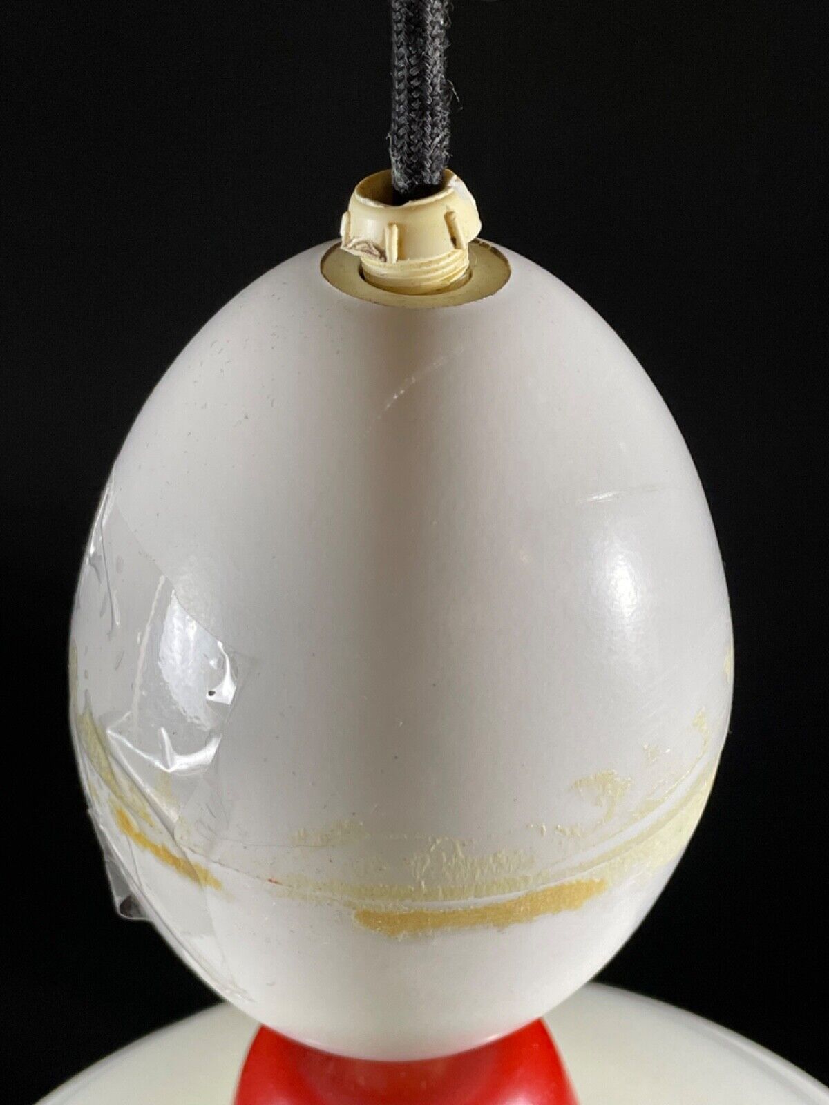 Danish Opaline Glass with Red and White Plastic Pendent Light, Retro EB5096 LCLC - UKDK FURNITURE