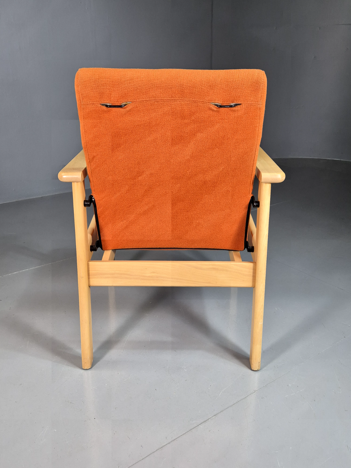 Vintage Danish Elbow Chair Orange Wool Beech Frame 1980s Retro EB7344 MNOR - UKDK FURNITURE
