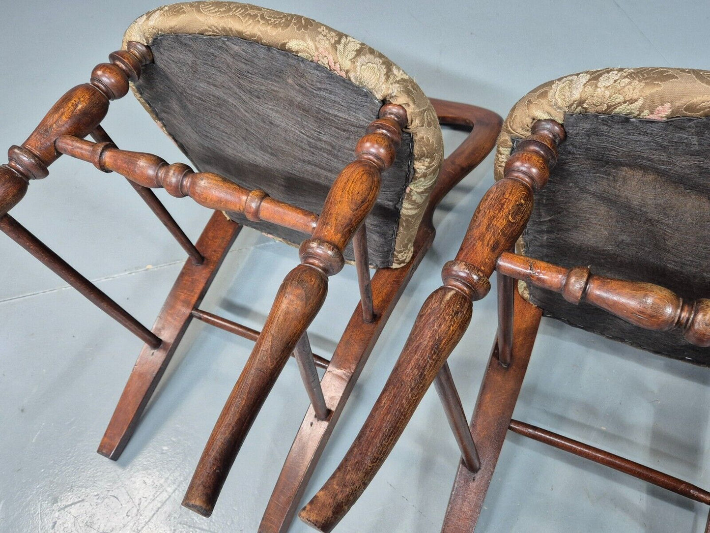 3 Vintage Dining Chairs Floral Seats Walnut Frame Balloon Victorian EB8182 VDIN - UKDK FURNITURE