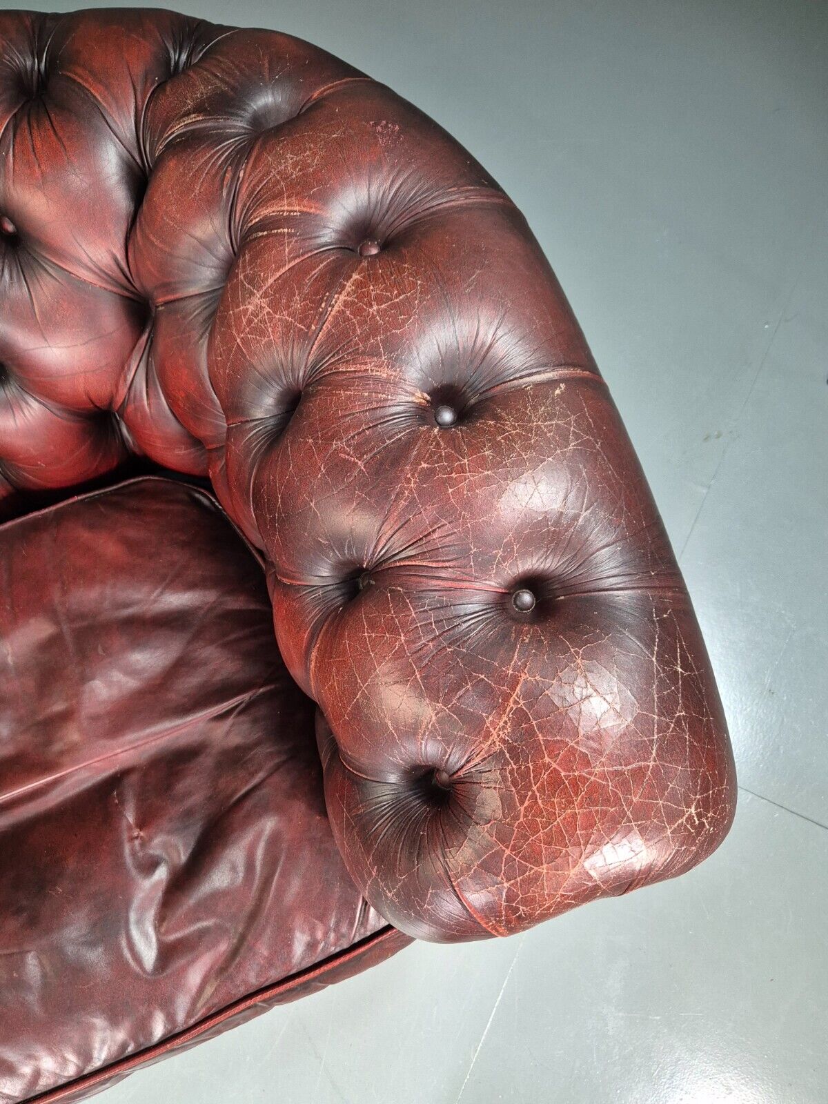Vintage Chesterfield Chair Red Oxblood Leather 1970s Retro EB7431 VLEA - UKDK FURNITURE