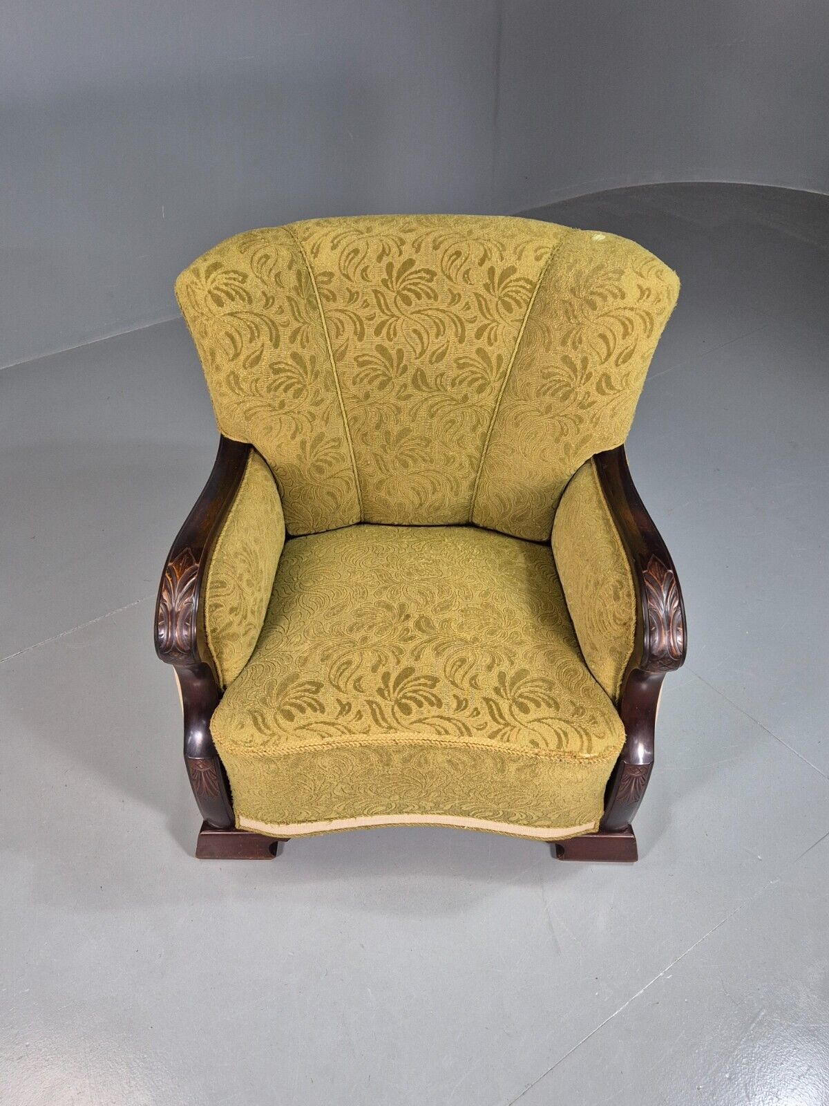 Vintage Danish Lounge Chairs Green and Cream Shell Back 1940s Deco EB7658 VCLO - UKDK FURNITURE