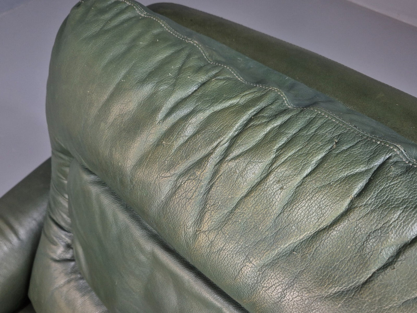2 Vintage 1970s Green Leather Lounge Chairs Harrods Originally Retro EB9165 MNOR - UKDK FURNITURE
